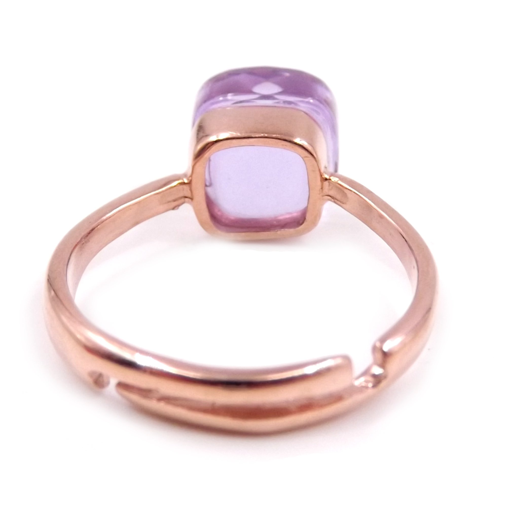 Anello in argento 925 placcato oro rosa da donna con Tanzanite misura regolabile